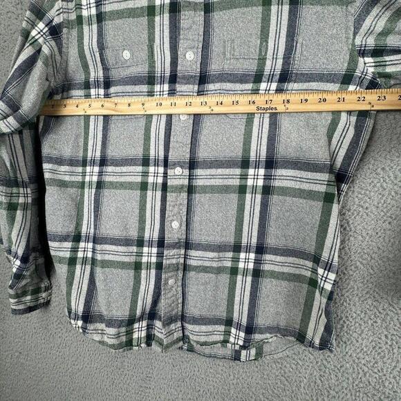 Old Navy Shirt Mens L Gray Vintage Flannel Regular Fit Button Down Long Sleeve - Picture 4 of 7